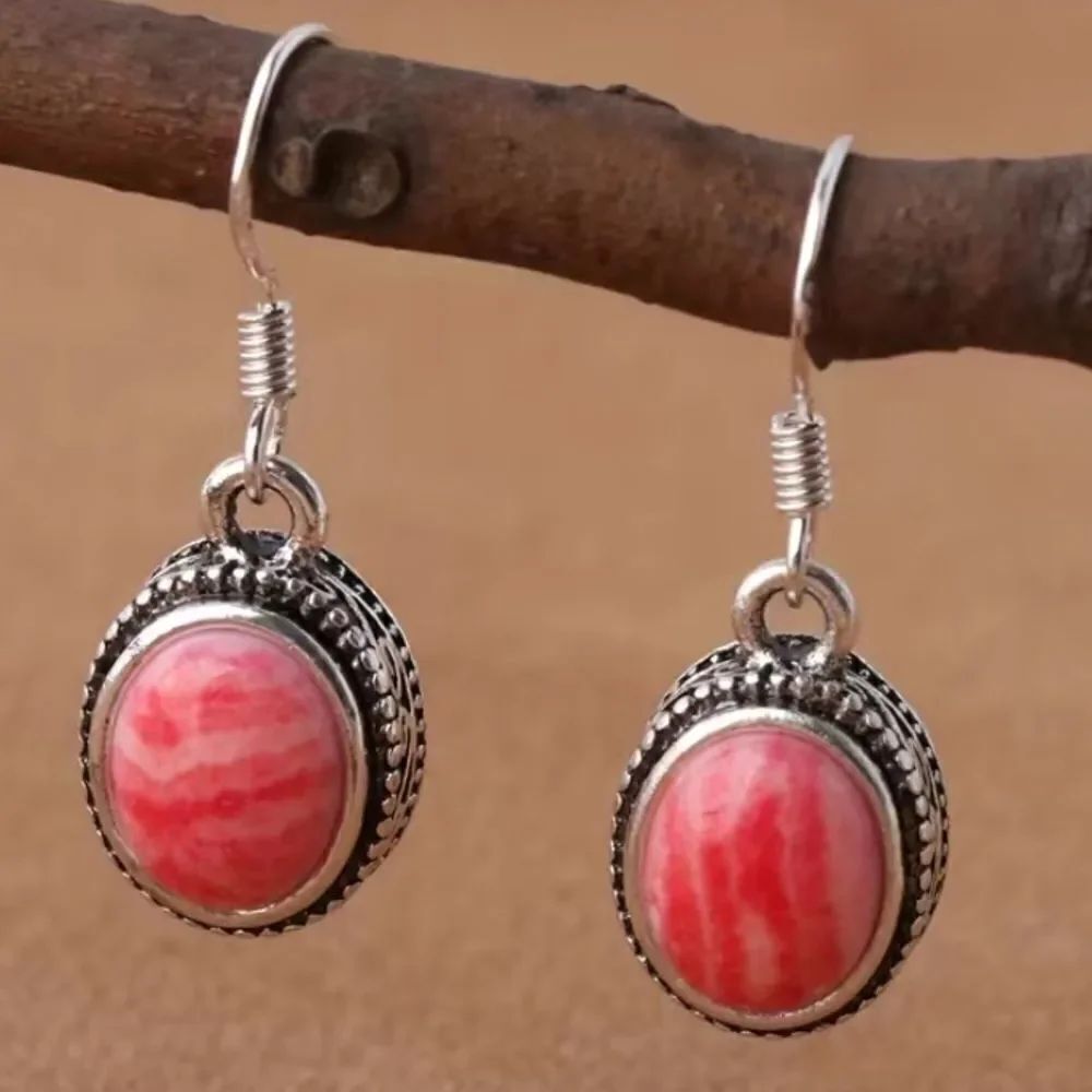 ✨🆕✨ Delicate Red Pink Simulated Rhodolite Stones Dangle Earrings✨